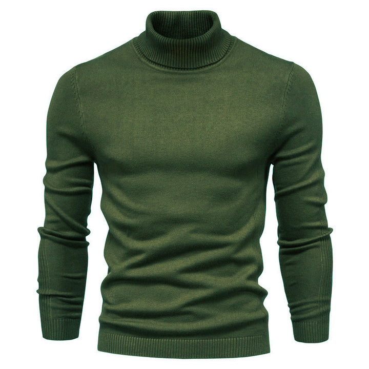 Knit sweater for men with high collar and fine rib pattern Lune London