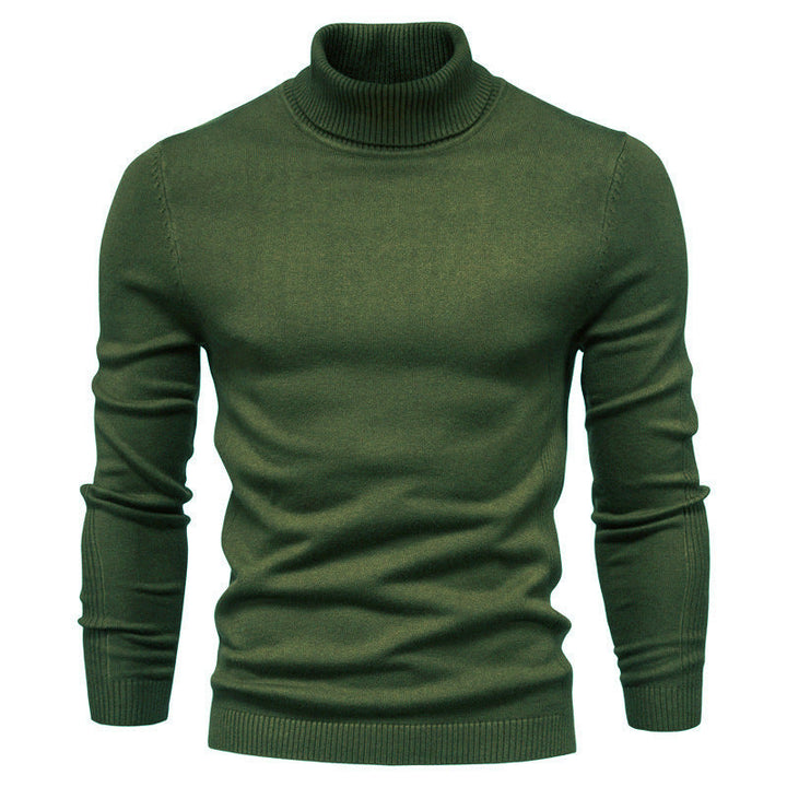 Lune London | Men's knitted sweater with high collar and fine rib pattern