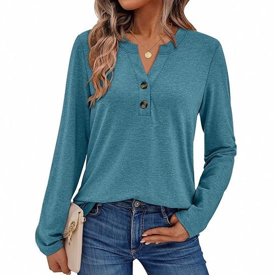 Long sleeve women's t-shirt with button details Lune London