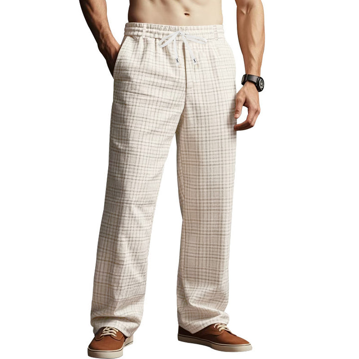 Men's casual leisure pants with comfortable drawstring and checkered pattern Lune London