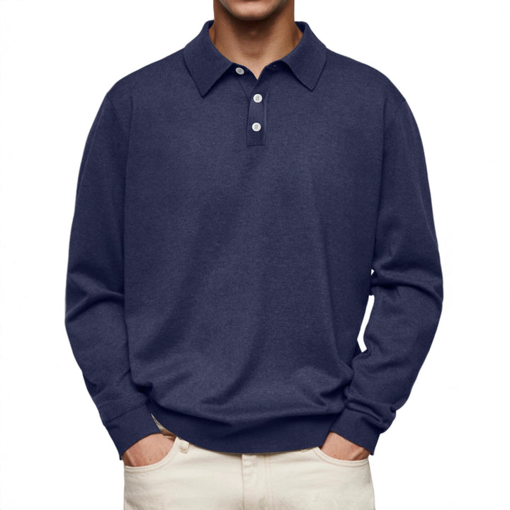 Men's long sleeve polo in soft cotton blend Lune London
