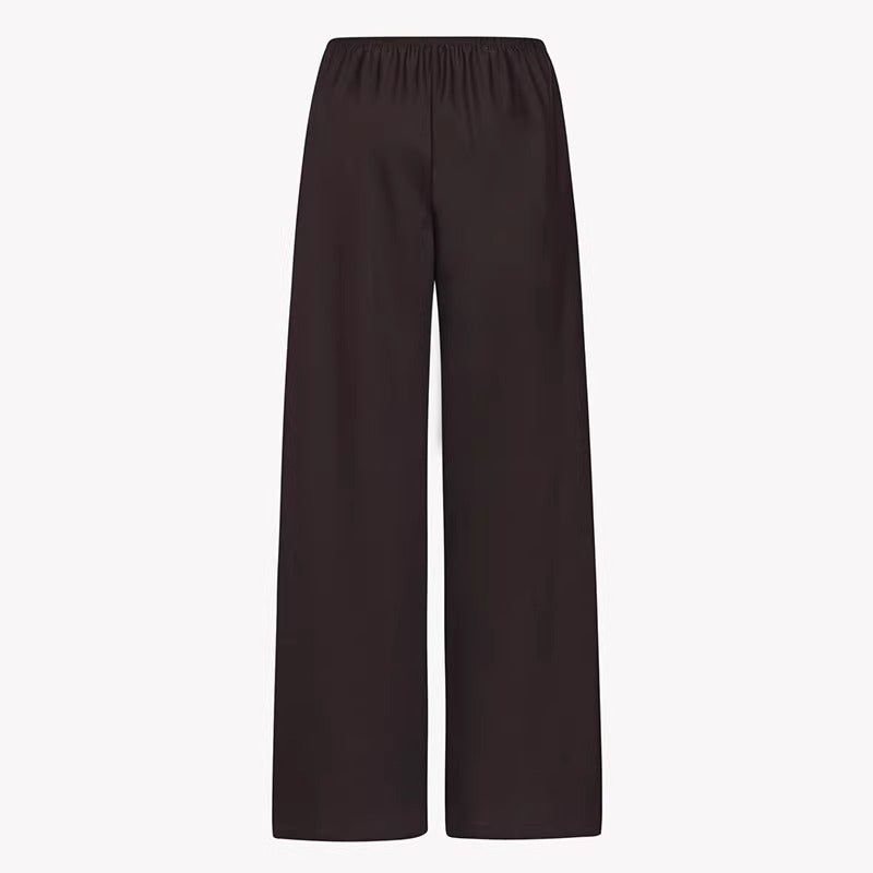 Pantalon large en tissu pour femmes avec taille élastique Chic & Stil
