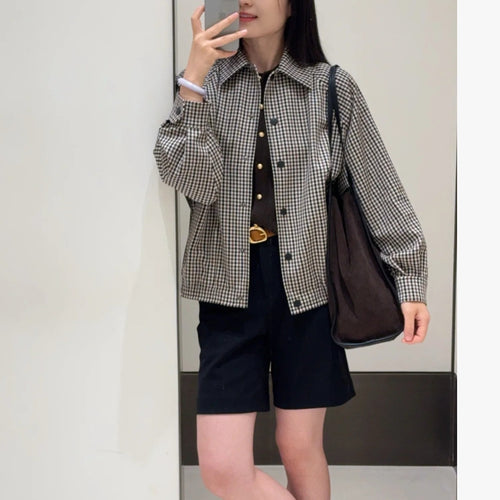 Checkered work jacket for ladies with trendy design featuring high-quality details Lune London