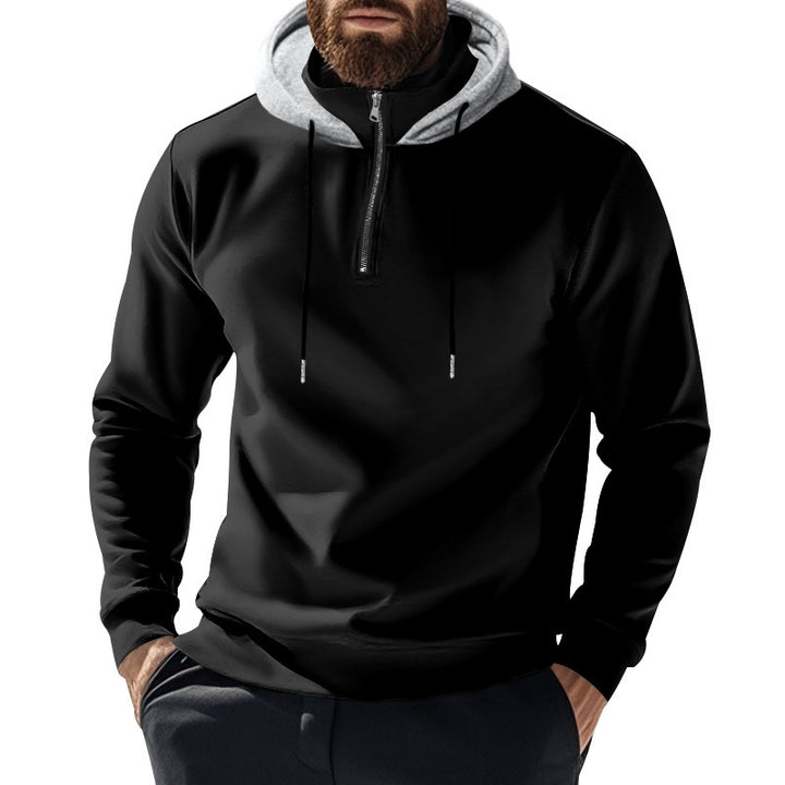 Men's sporty hoodie with half-zip and modern hood construction Lune London