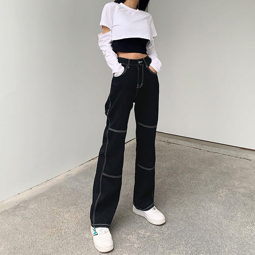 Lune London | Women wide jeans with fashionable contrasting seams