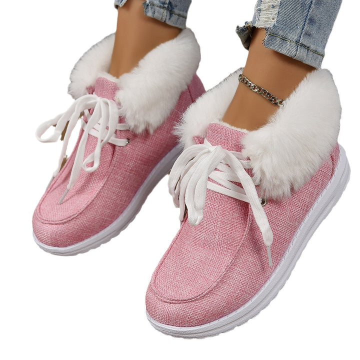 Women comfortable sneakers with fur collar and non-slip sole Lune London