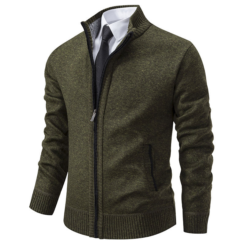 Men's Sporty Cardigan with Stand-Up Collar and Zipper Lune London