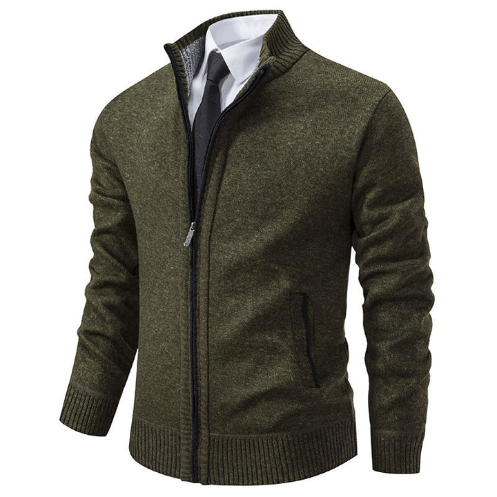Men's Sporty Cardigan with Stand-Up Collar and Zipper Lune London