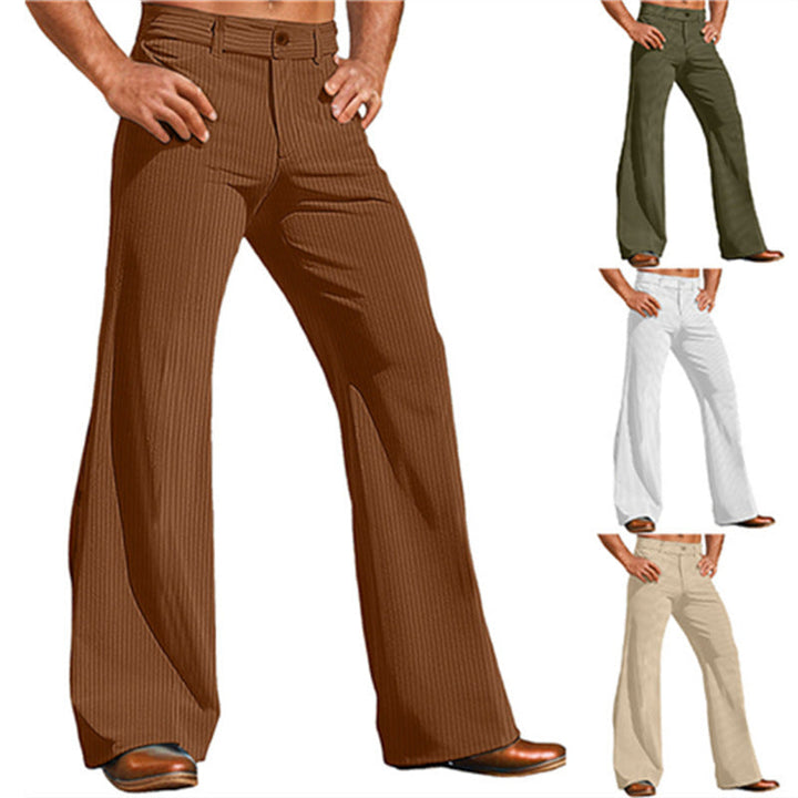 Men's Elegant Flared Pants In Vintage Style with Striped Pattern Lune London