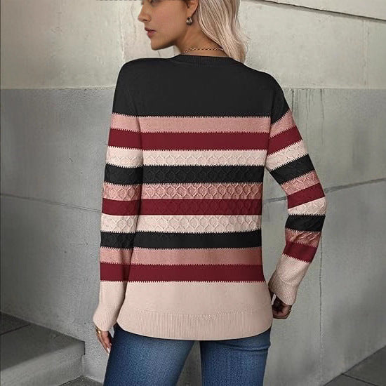 Fashionable structured sweater for women with contrasting color blocks Lune London