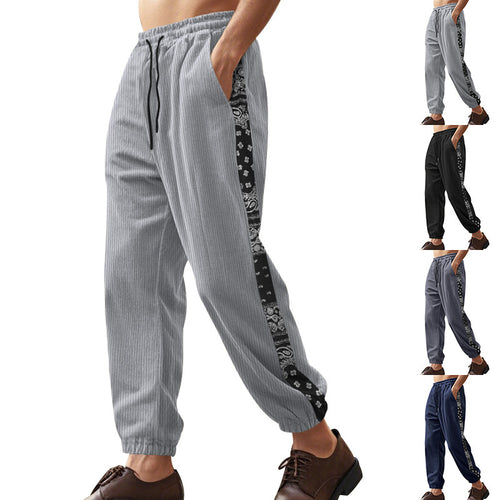 Men's leisure trousers with decorative side panels in bandana design Lune London