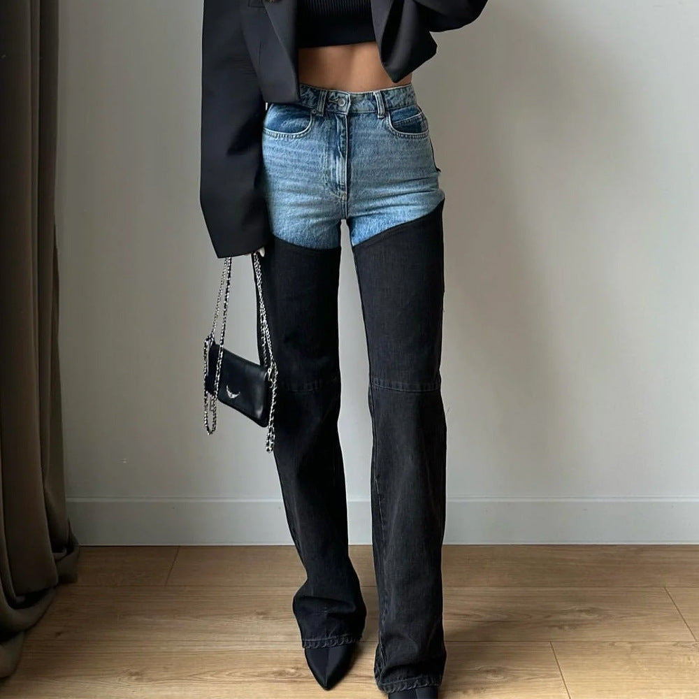 Women High-Waist Jeans with Asymmetric Design Lune London