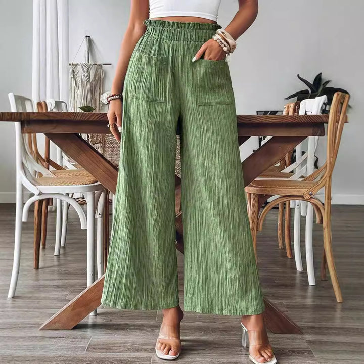 Casual and lightweight palazzo pants for women with elastic waistband and practical pockets Lune London