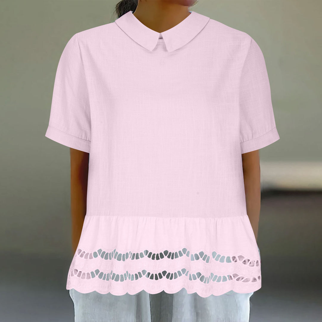 Ladies Chic Peplum Blouse Embroidered Lune London