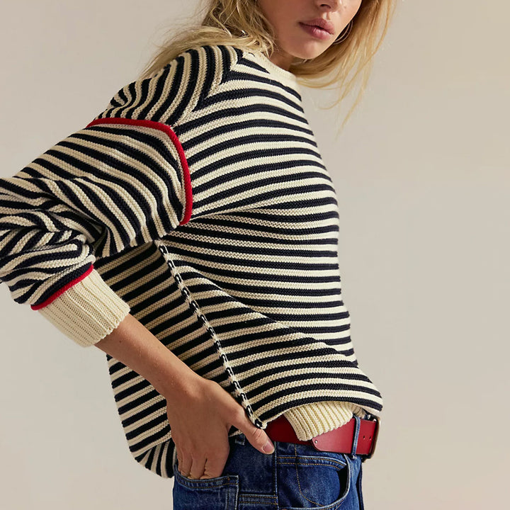 Oversized knit sweater for women with striped pattern and relaxed fit Lune London