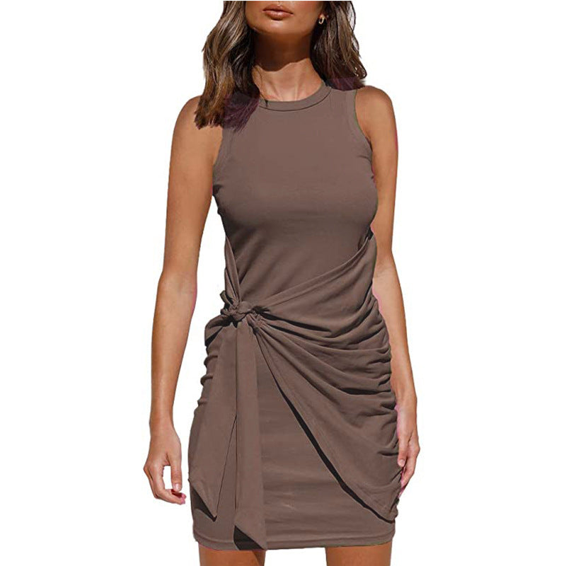 Chic and Stylish Draped Twisted Sleeveless Mini Dress