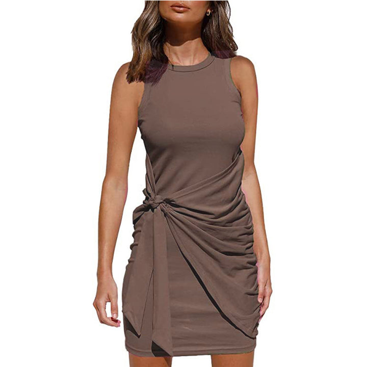 Chic and Stylish Draped Twisted Sleeveless Mini Dress