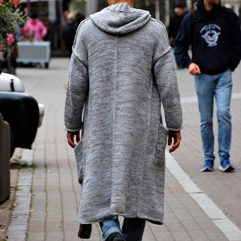 Men's Long Knit Coat with Modern Design and Casual Details Lune London