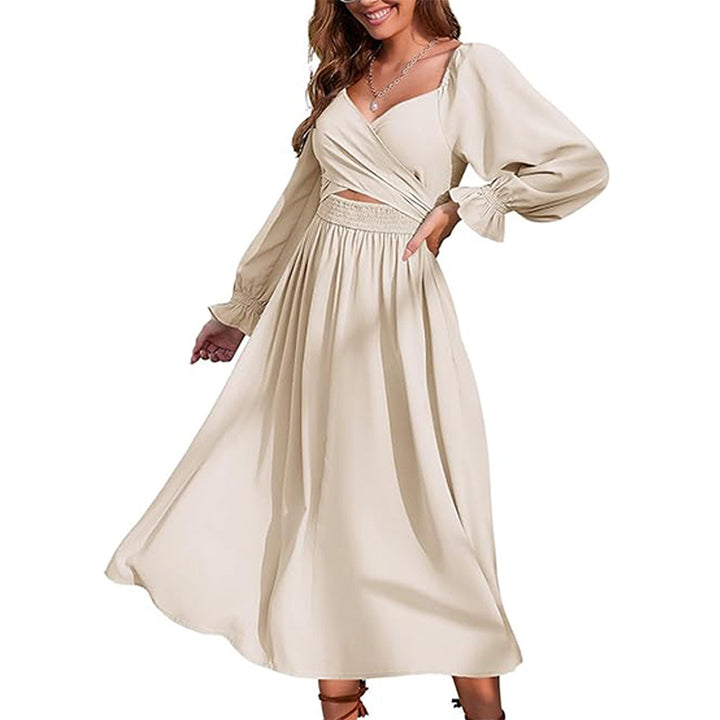 Robe portefeuille pour femmes avec manches longues et silhouette cintrée Chic & Stil