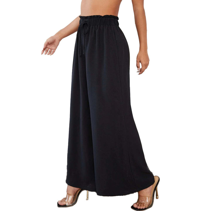 Pantalon large palazzo pour femmes avec taille élastique et fronces Chic & Stil