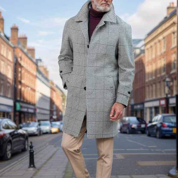 Trendy checkered coat for men with waist belt Lune London