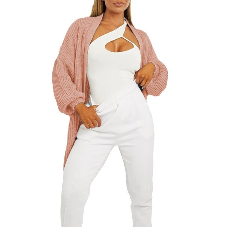 Women's knit cardigan with deep V-neck and generous pockets Lune London