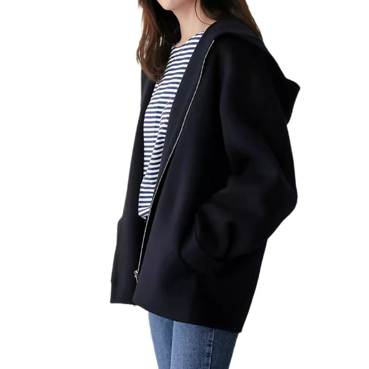Elegant and modern hooded jacket for women in soft material Lune London