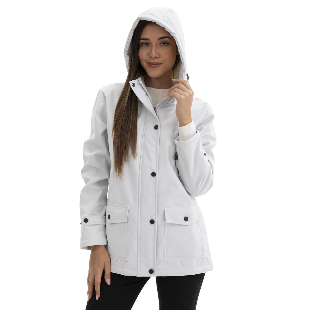 Women waterproof hooded jacket with soft fleece lining Lune London