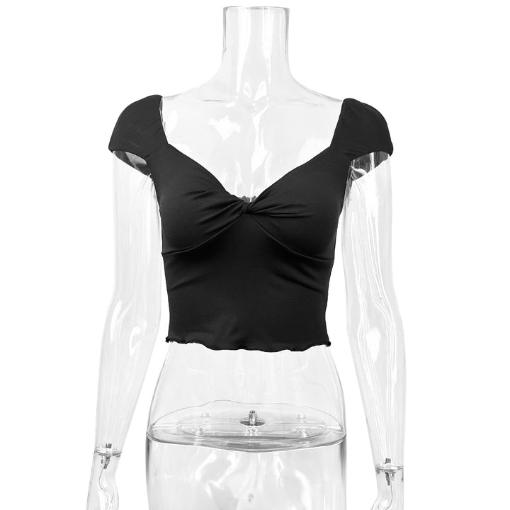 Women’s Crop Top with Heart-Shaped Neckline and Gathering Lune London