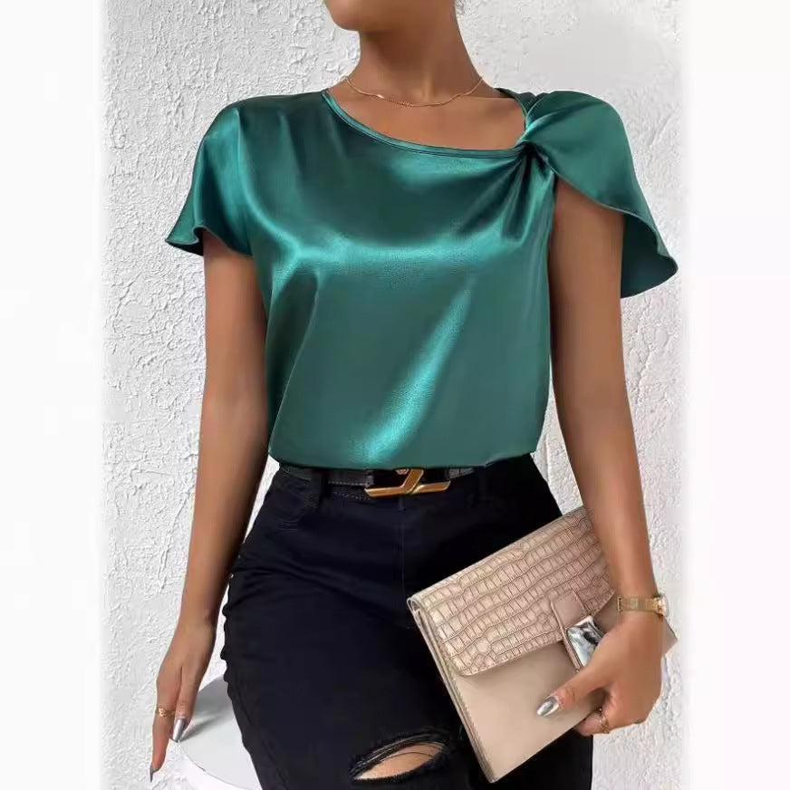 Lune London | Satin Twist Solid Color Loose Versatile Top