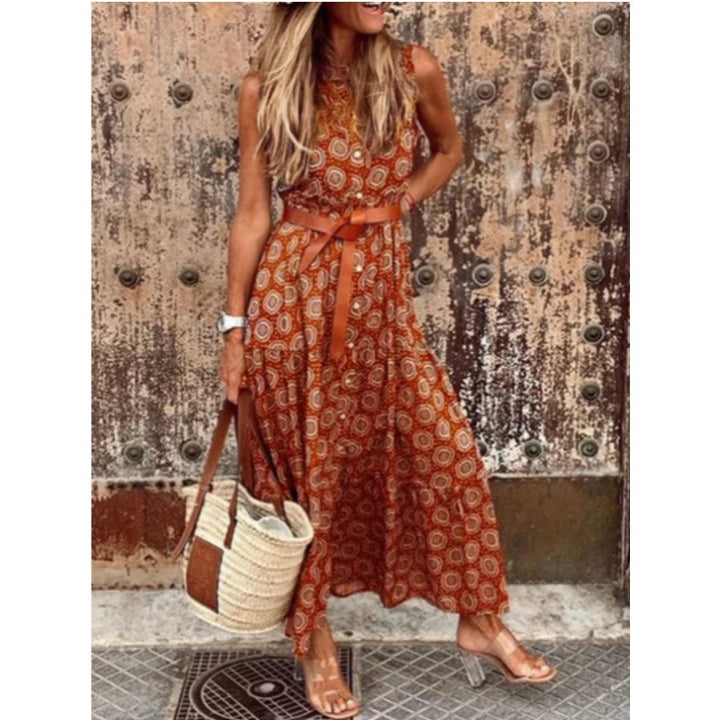 Bohemian maxi dress for women with adjustable belt Lune London