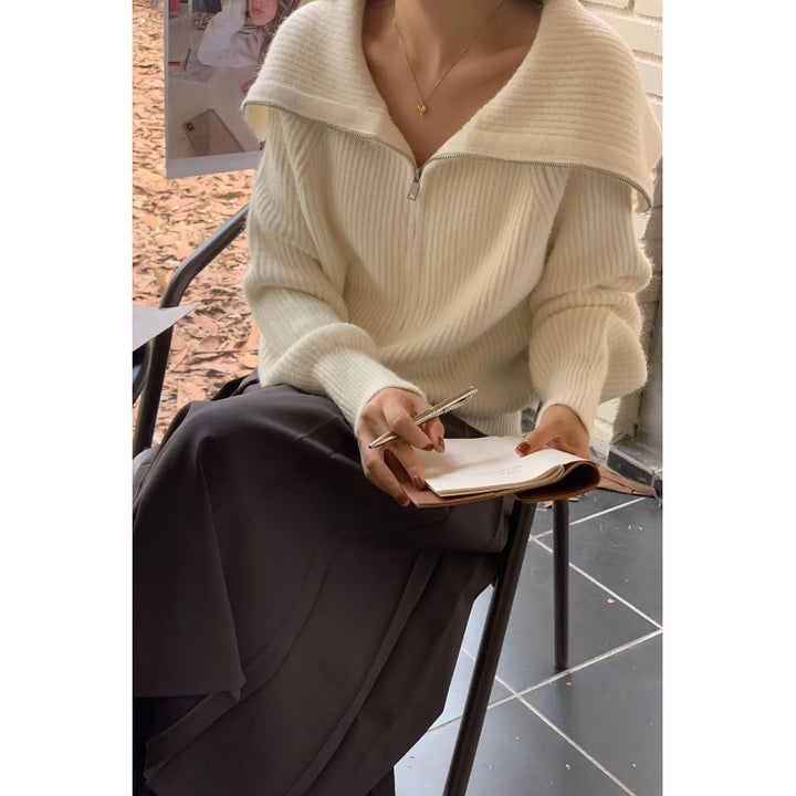Cardigan féminin confortable à col stylé et devant ouvert Chic & Stil