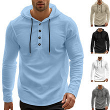 Casual long sleeve hoodie shirt for men with button details and practical pockets Lune London