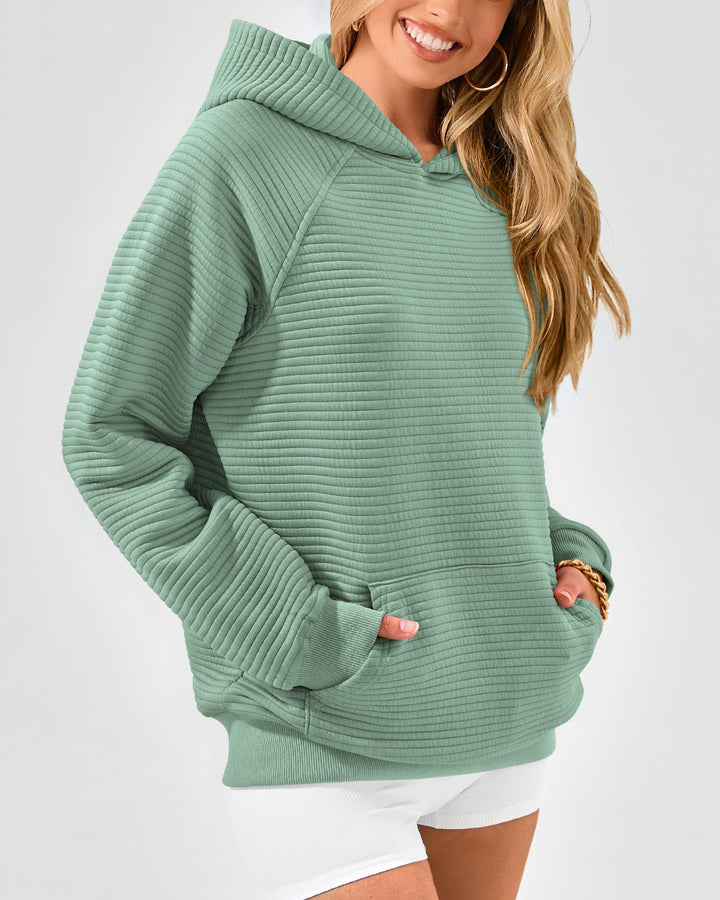Cozy honeycomb sweater for women with hood and kangaroo pocket Lune London