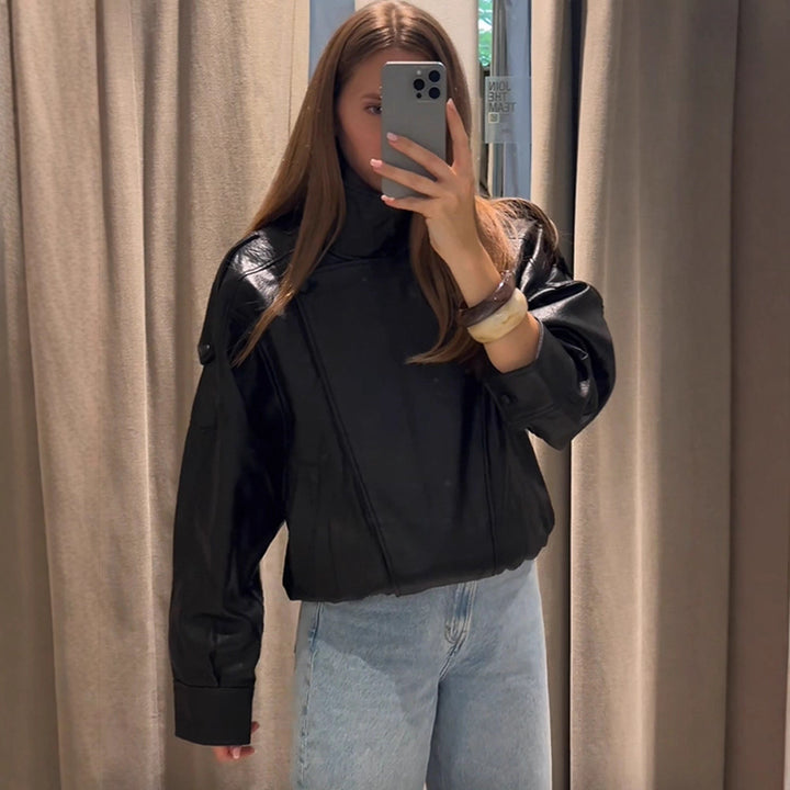 Casual faux leather jacket for women in oversized cut Lune London