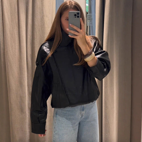 Casual faux leather jacket for women in oversized cut Lune London