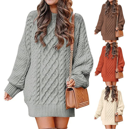 Ladies chunky knit sweater with twisted pattern Lune London