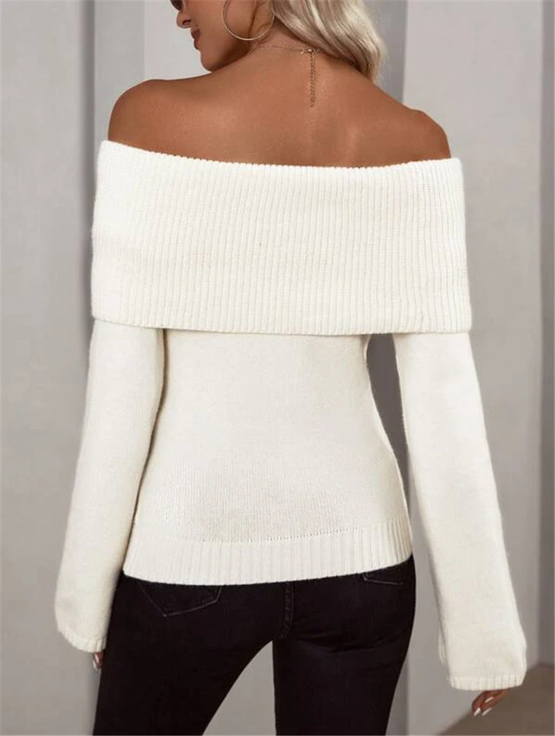 Ladies Off-shoulder Knit Sweater Lune London