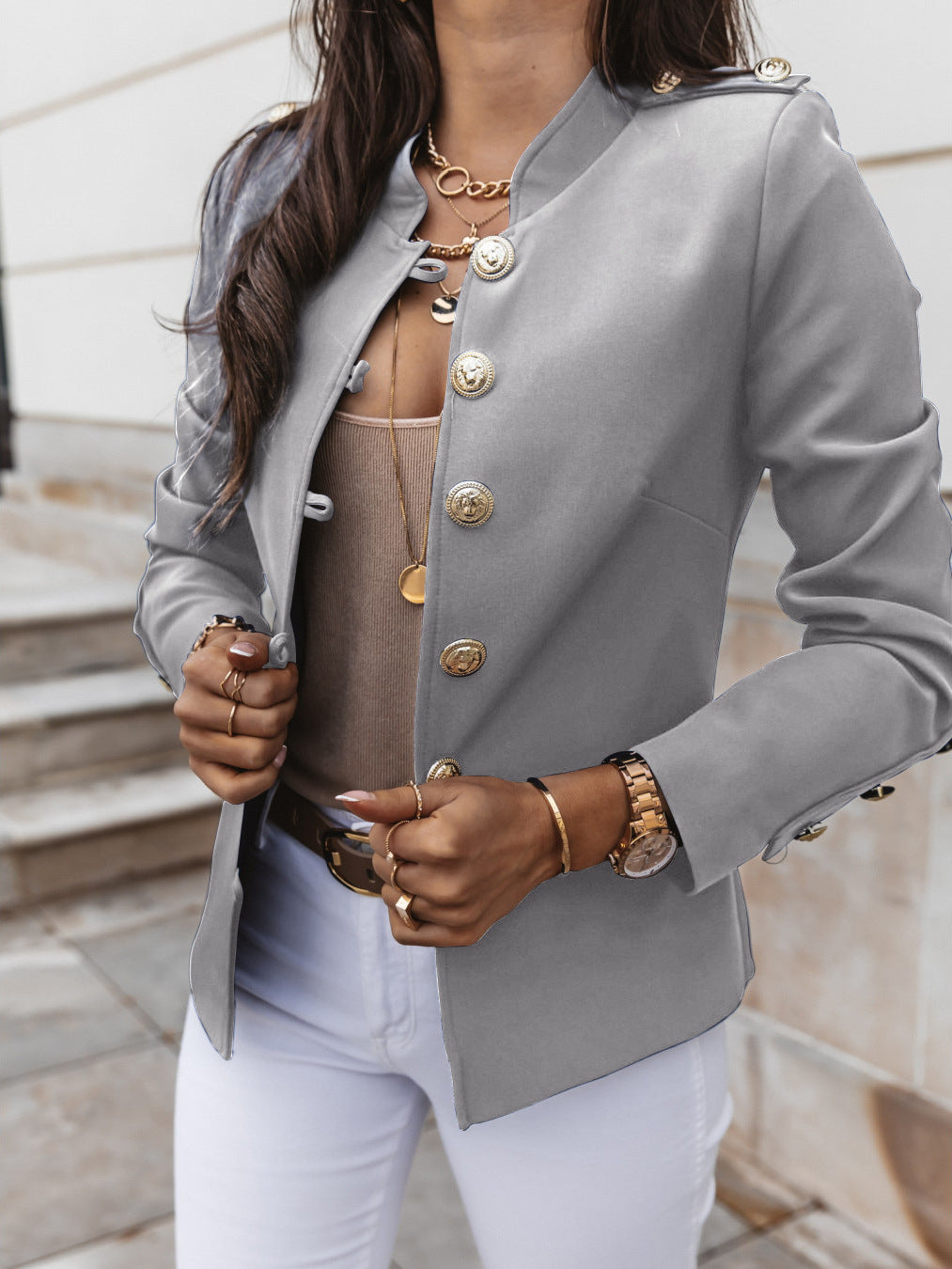 Elegant ladies' jacket with gold buttons and modern cut Lune London