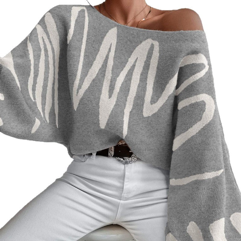 Pull en tricot surdimensionné pour femmes avec design asymétrique et encolure décontractée Chic & Stil