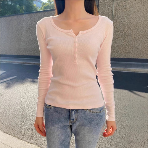 Chemise à manches longues pour femme avec patte de boutonnage et structure côtelée fine Chic & Stil