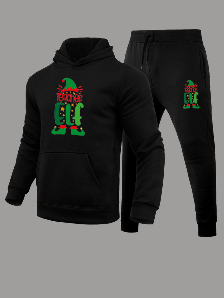 Women's hoodie and jogger pants set with festive Christmas pattern Lune London