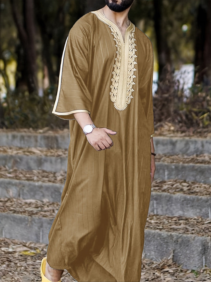 Men's traditional kaftan with artistic embroidery details Lune London