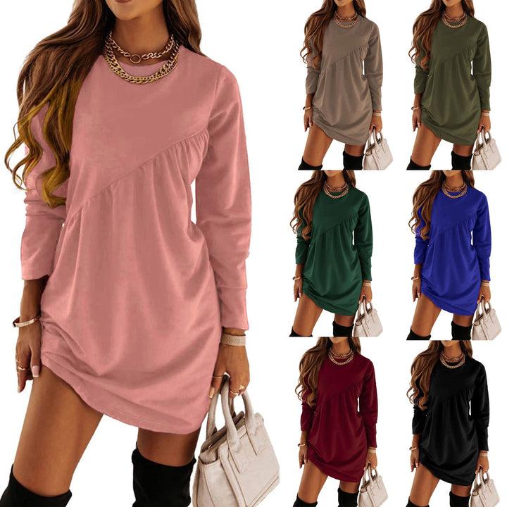 Women Casual Sweatshirt Dress with Asymmetrical Hem and Long Sleeves Lune London