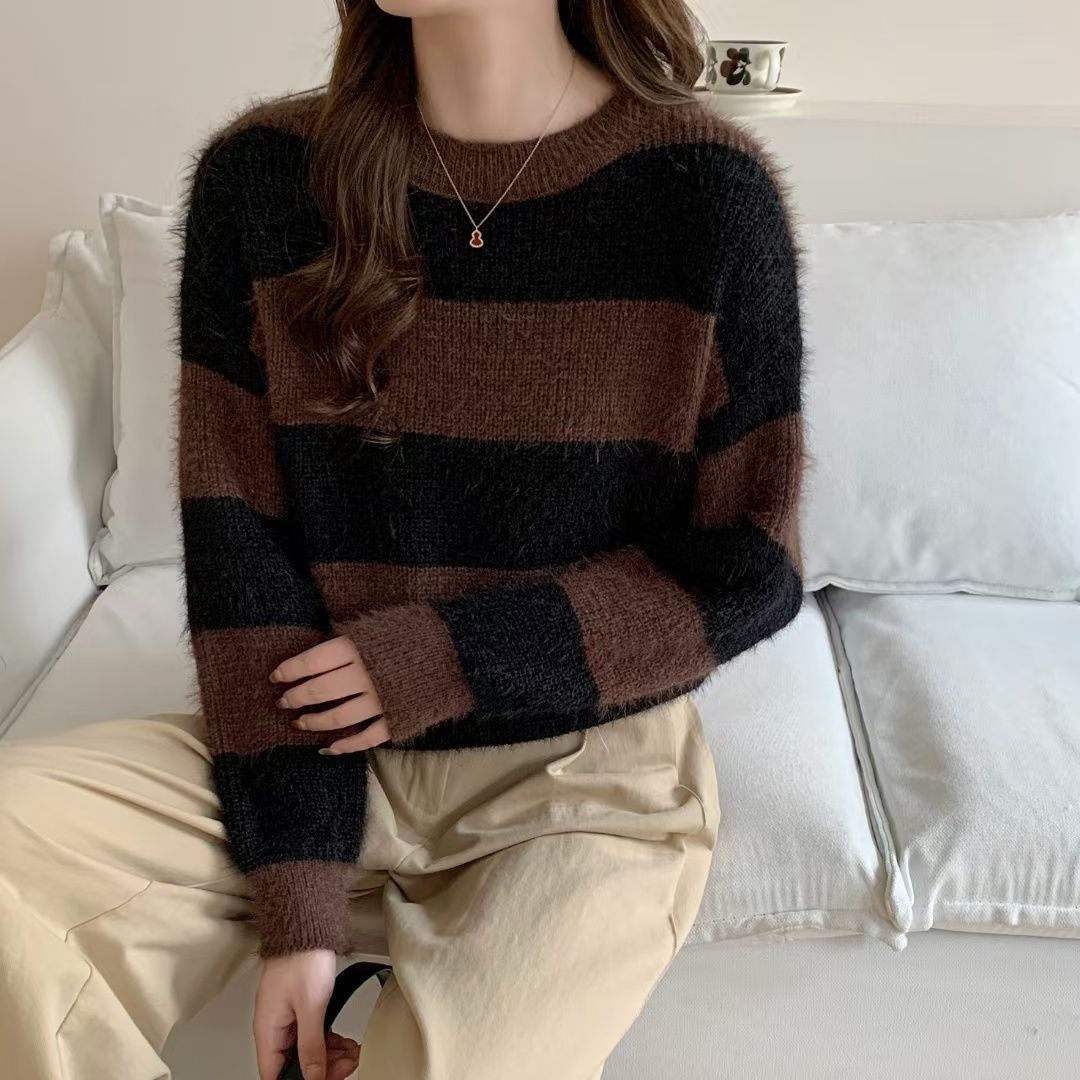 Femmes pull câlin rayé Chic & Stil