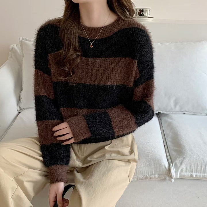 Femmes pull câlin rayé Chic & Stil