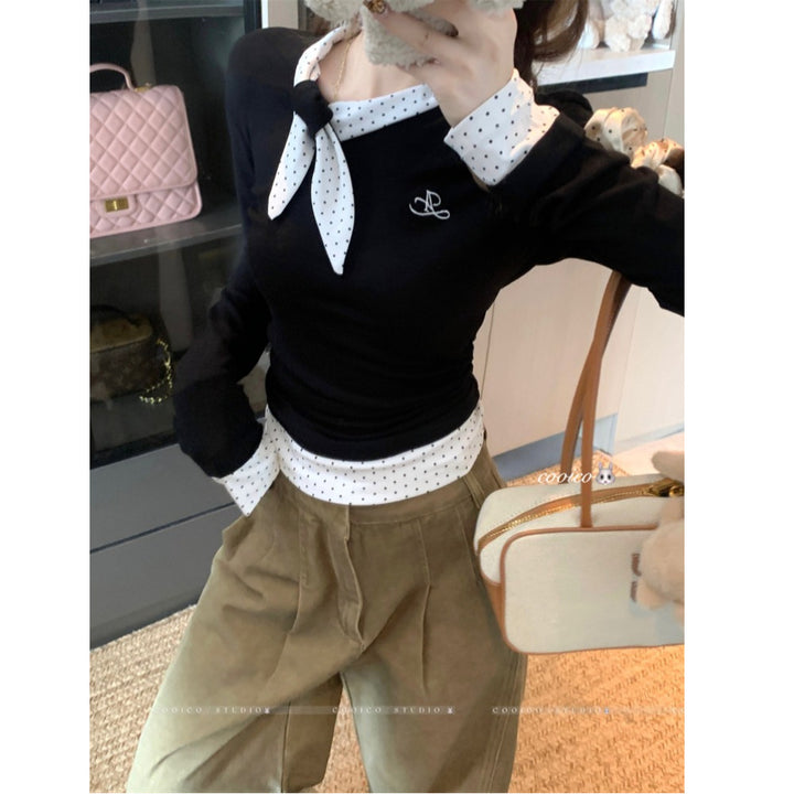 Women's long-sleeve shirt with a stylish collar and fashionable design Chic & Stil