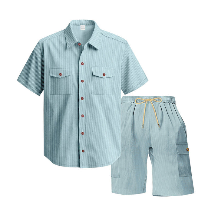 Casual short sleeve shirt for men and leisure shorts set with practical pockets Lune London