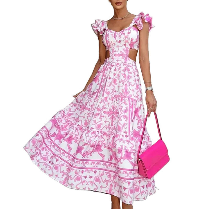 Robe maxi femme avec un design découpé romantique et des détails en volants Chic & Stil
