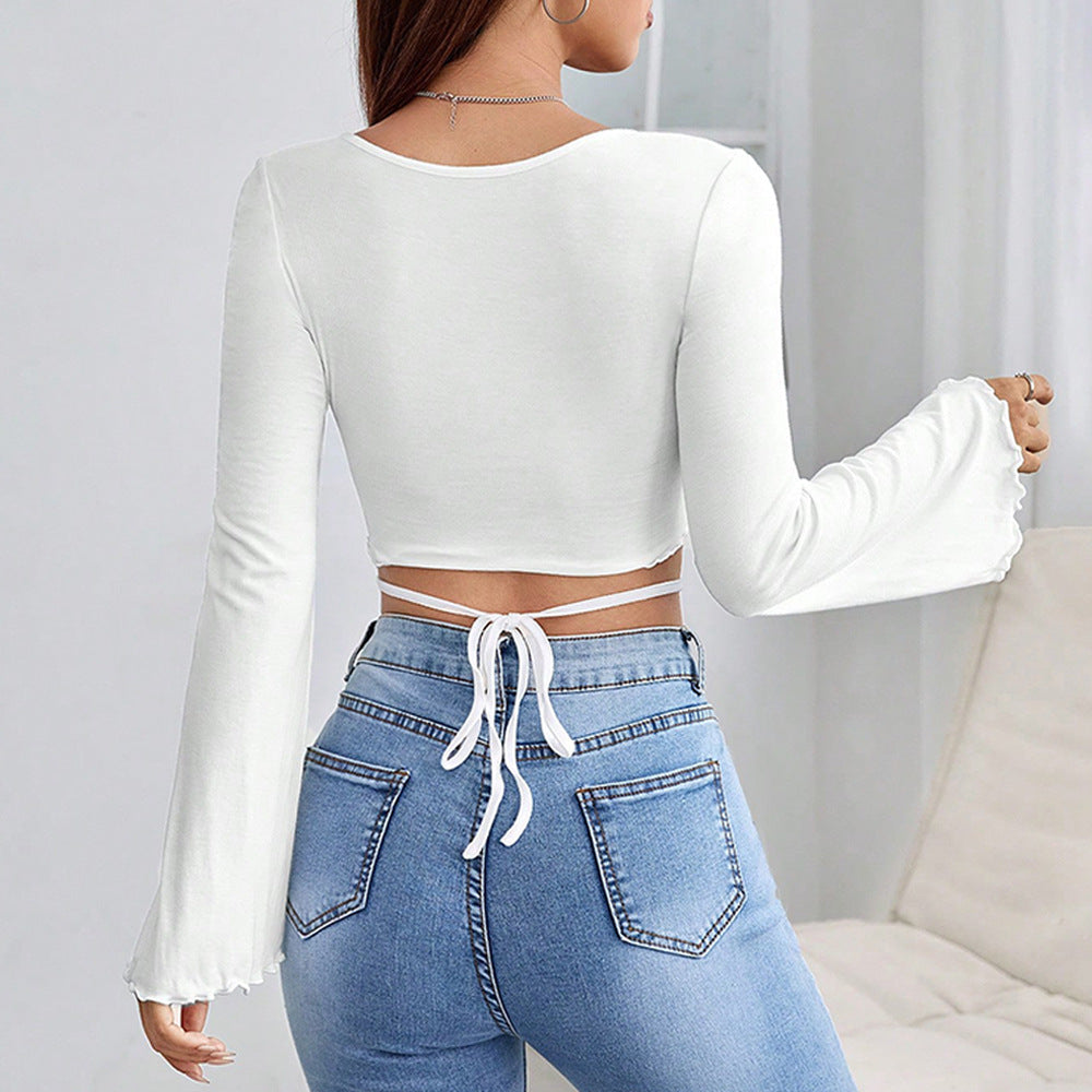 Short top for women with an elegant sweetheart neckline and an asymmetrical hem Chic & Stil